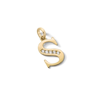 14K Yellow Gold Plate CZ Initial “S” Charm
