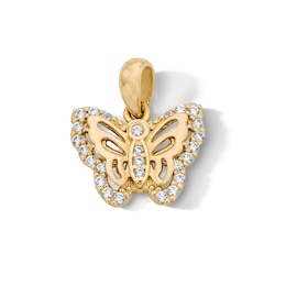 14K Gold Plated CZ Butterfly Charm
