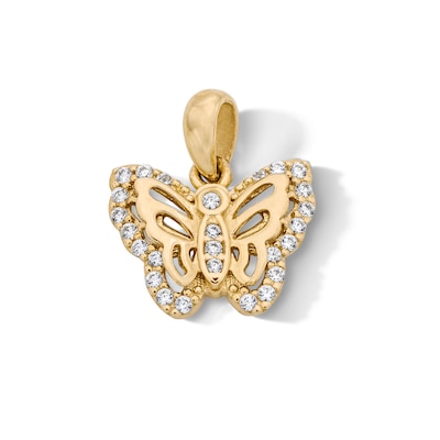 14K Gold Plated CZ Butterfly Charm