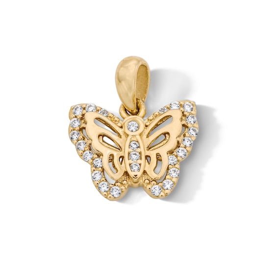 14K Gold Plated CZ Butterfly Charm