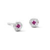 Thumbnail Image 1 of Solid Sterling Silver CZ Pink Framed Fashion Studs