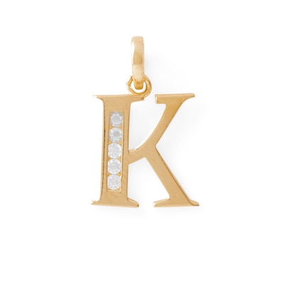 14K Yellow Gold Plate CZ Initial “K” Charm