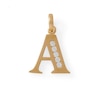 14K Yellow Gold Plate CZ Initial “A” Charm