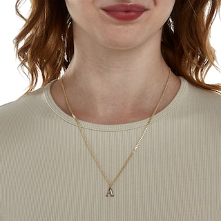 14K Yellow Gold Plate CZ Initial “A” Charm
