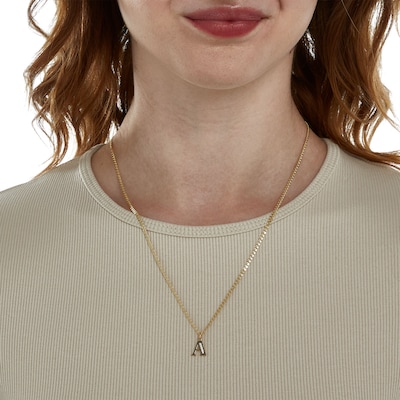 14K Yellow Gold Plate CZ Initial “A” Charm