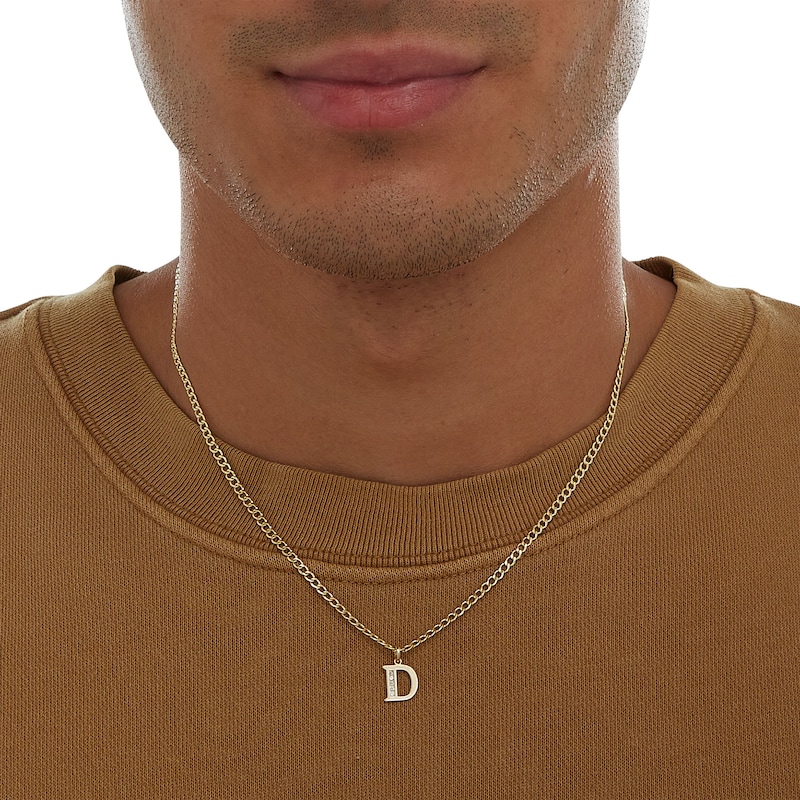 14K Yellow Gold Plate CZ Initial “D” Charm