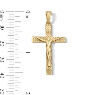 14K Gold Plated Textured Crucifix Two-Tone Necklace Charm