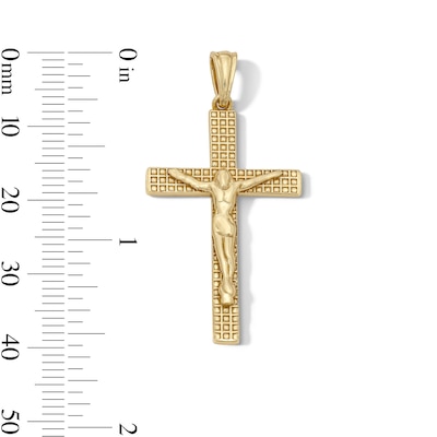 14K Gold Plated Textured Crucifix Two-Tone Necklace Charm