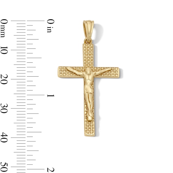 14K Gold Plated Textured Crucifix Two-Tone Necklace Charm