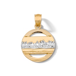 14K Gold Plated Last Supper Medallion Two-Tone Charm
