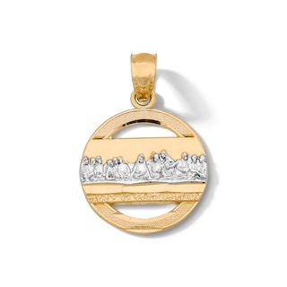 14K Gold Plated Last Supper Circle Necklace Charm