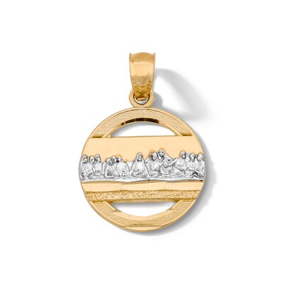 14K Gold Plated Last Supper Circle Necklace Charm