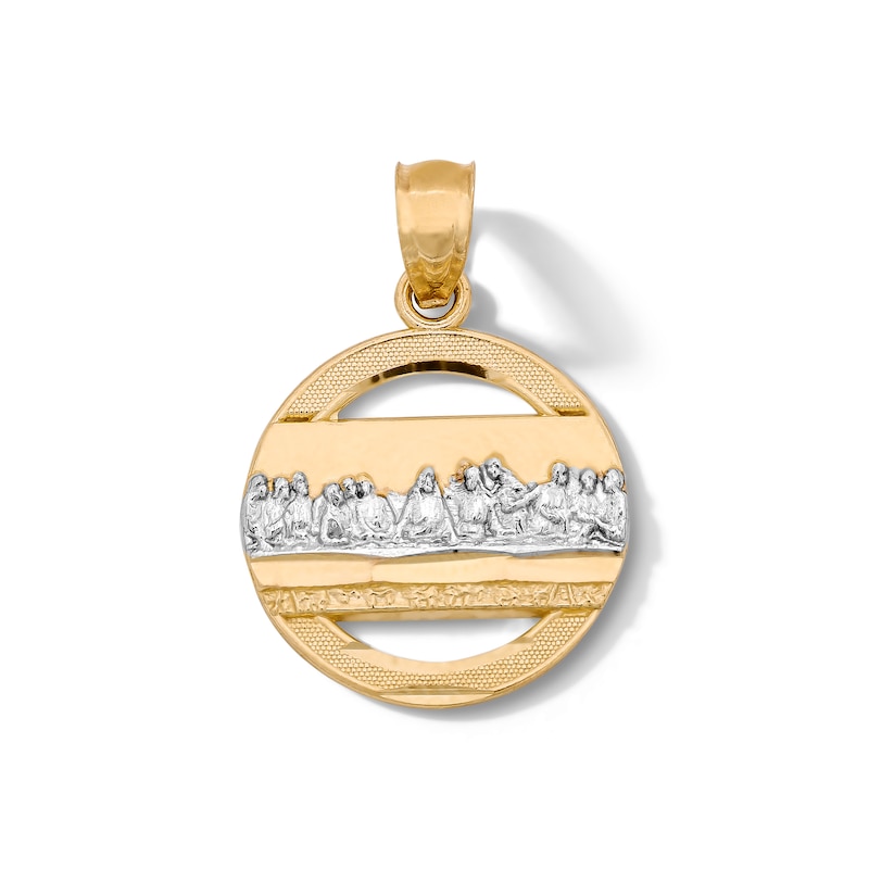 14K Gold Plated Last Supper Circle Necklace Charm