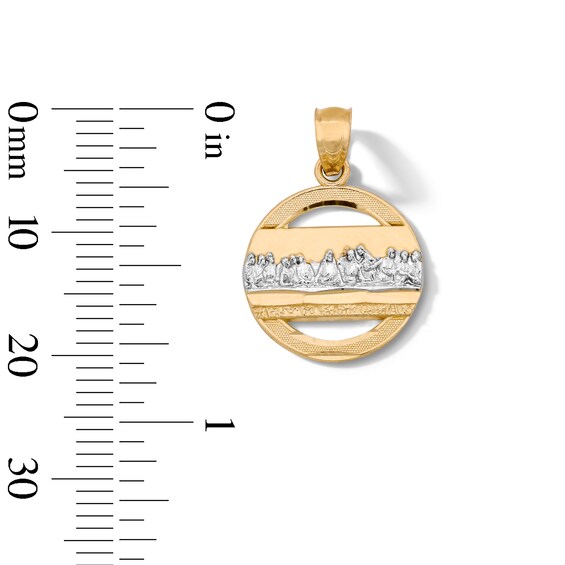 14K Gold Plated Last Supper Circle Necklace Charm