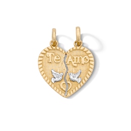 14K Gold Plated Te Amo Breakable Heart Charm