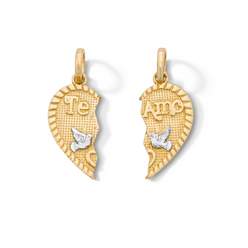 Main Image 2 of 14K Gold Plated Te Amo Breakable Heart Charm