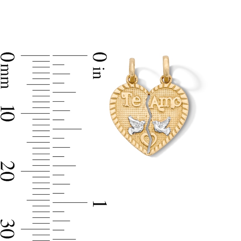 Main Image 3 of 14K Gold Plated Te Amo Breakable Heart Charm