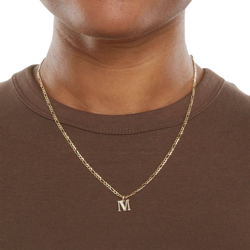 Main Image 3 of 14K Gold Plated CZ Channel "M" Initial Charm