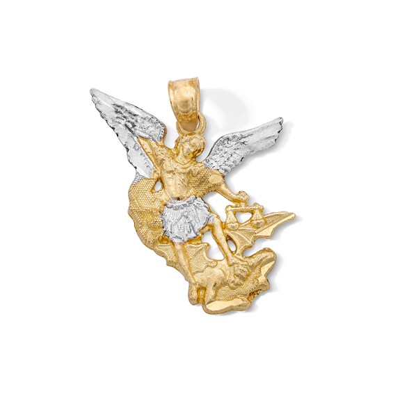 14K Gold Plated Saint Michael Two-Tone Charm