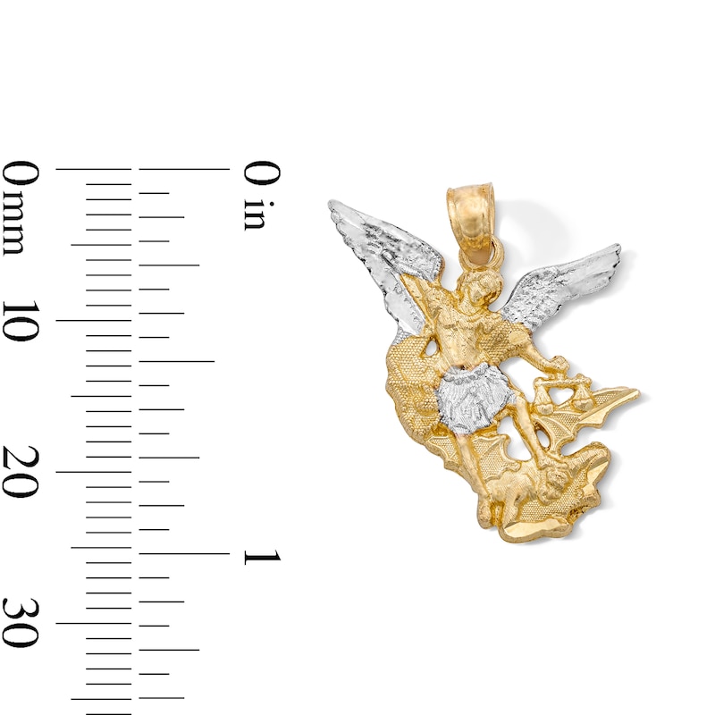 14K Gold Plated Saint Michael Two-Tone Charm
