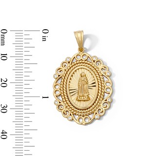 14K Gold Plated CZ Virgin Mary Necklace Charm