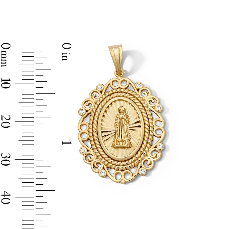 Main Image 2 of 14K Gold Plated CZ Virgin Mary Necklace Charm