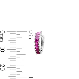 Solid Sterling Silver CZ Marquise Pink Huggie and CZ Solitaire Earrings Set