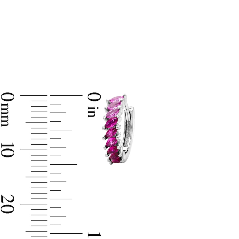 Main Image 3 of Solid Sterling Silver CZ Marquise Pink Huggie and CZ Solitaire Earrings Set