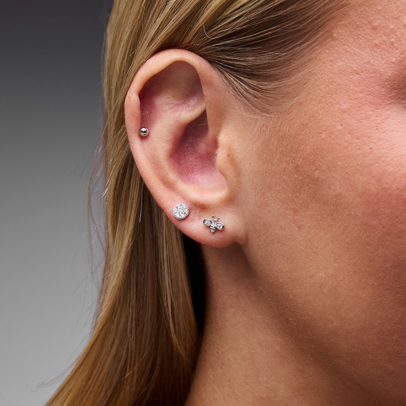 Main Image 2 of Solid Sterling Silver CZ Bee, Cluster and Stud Set