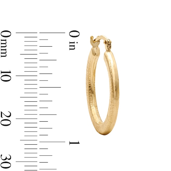 10K Bonded Gold Textured Flat Hoop Earrings