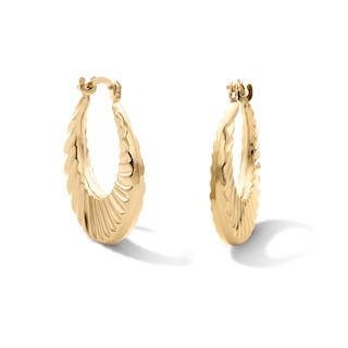 10K Gold Bonded Wave Hoop Earrings