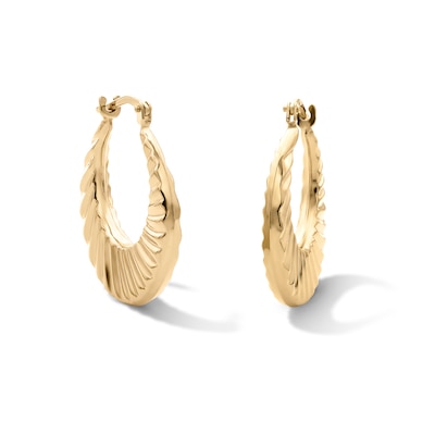 10K Gold Bonded Wave Hoop Earrings