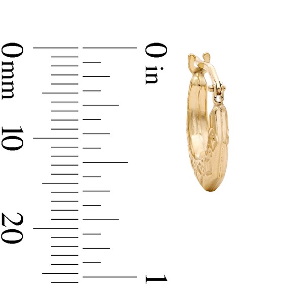 10K Bonded Gold Embossed Geometric Hoop Earrings