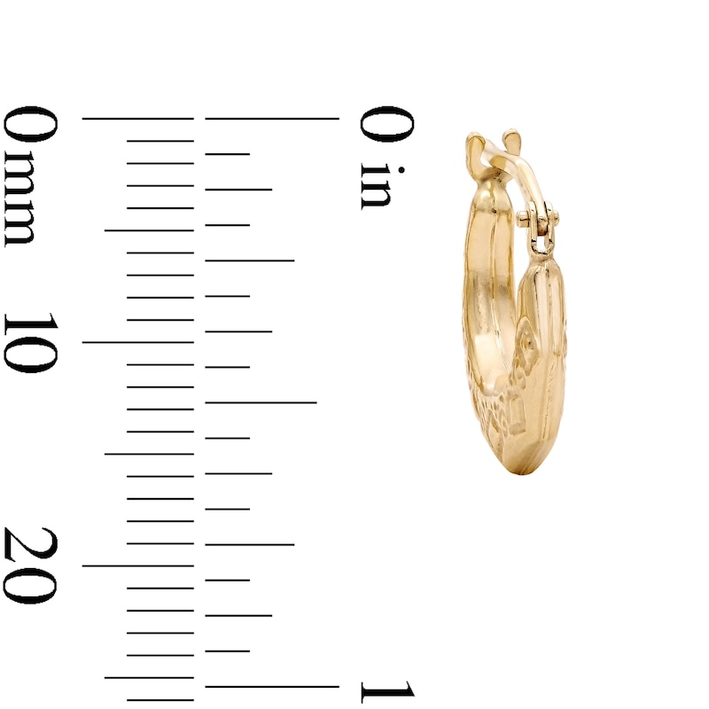 10K Bonded Gold Embossed Geometric Hoop Earrings