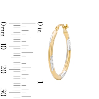 10K Gold Bonded Two-Tone Etched Tube Hoop Earrings