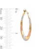 Thumbnail Image 2 of Sterling Silver and 10K Gold Bonded Tri-Tone Swirl Hoop Earrings