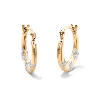 Sterling Silver and 10K Gold Bonded Two-Tone Butterfly Hoop Earrings