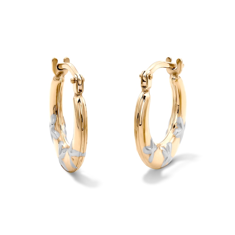 Main Image 1 of Sterling Silver and 10K Gold Bonded Two-Tone Butterfly Hoop Earrings