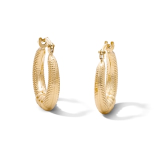 10K Bonded Gold Textured Bead Cluster Hoop Earrings