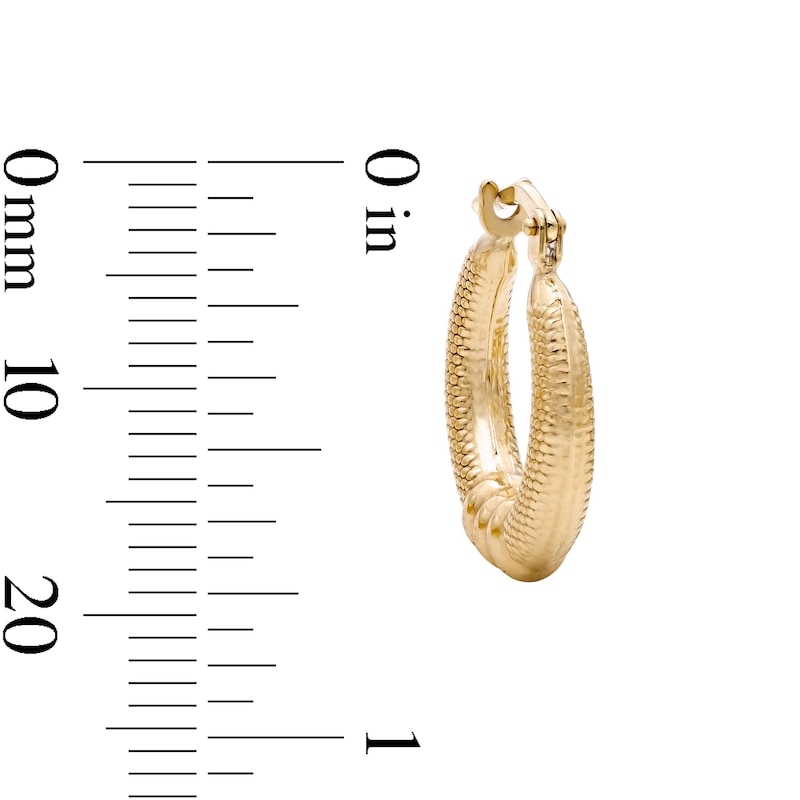 10K Bonded Gold Textured Bead Cluster Hoop Earrings