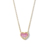 Thumbnail Image 1 of 18K Gold Plated Pink CZ Heart Necklace - 16" + 2"