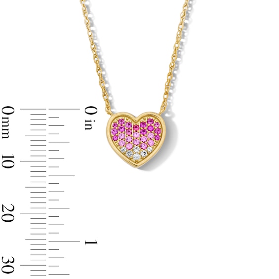 18K Gold Plated Pink Ombré CZ Heart Necklace - 16" + 2"