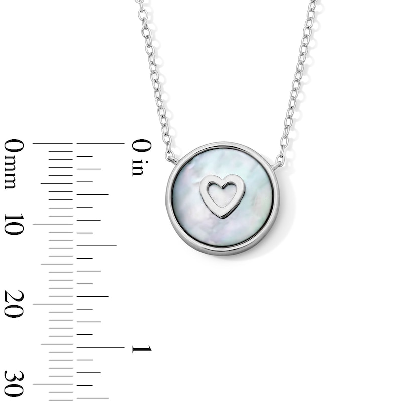 Main Image 2 of Sterling Silver Mother-of-Pearl Heart Cable Chain Necklace – 16" + 2"