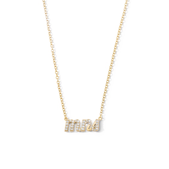 18K Gold Plated CZ "Mrs." Necklace - 16" + 2"
