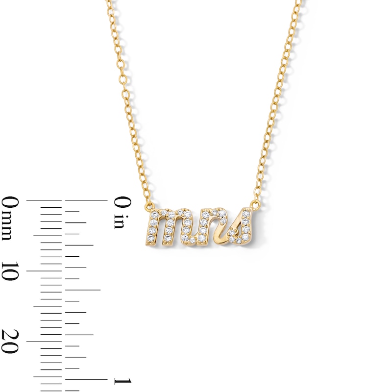 Main Image 3 of 18K Gold Plated CZ Mrs. Necklace - 16" + 2"