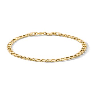 10K Gold Bonded 5.3mm Beveled Curb Chain Bracelet - 7.5"