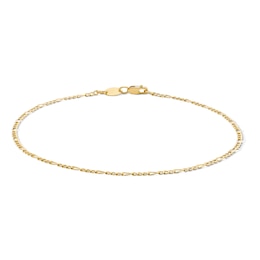10K Gold Bonded 2.15mm Figaro Chain Anklet - 10"