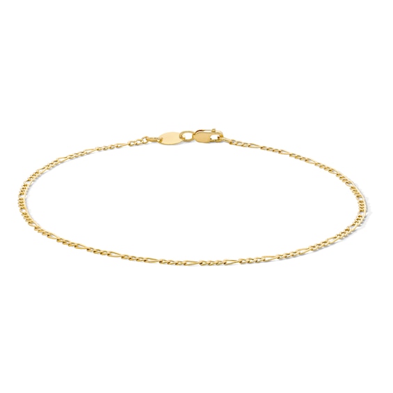 10K Gold Bonded 2.15mm Figaro Chain Anklet - 10"