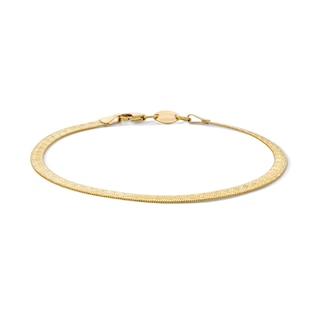 10K Gold Bonded 3.2mm Herringbone Chain Bracelet - 7.5"