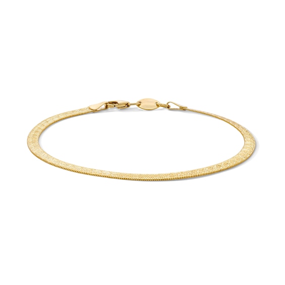 10K Gold Bonded 3.2mm Herringbone Chain Bracelet - 7.5"